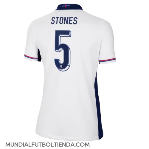 Camiseta Inglaterra John Stones #5 Primera Equipación Replica Eurocopa 2024 para mujer mangas cortas